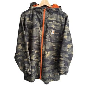 Carhartt Boys' Rugged Flex Ripstop Camo Jacket Size Youth Large 14-16 Waterproof